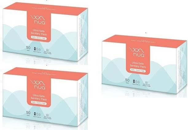 Nua Ultra Thin Pads Heavy Flow-XL+ Leakproof Sanitary Pad,50Pcs x Pack of 3 Sanitary Pad