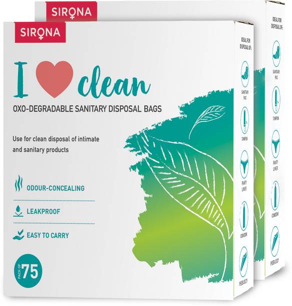 SIRONA Oxo-Degradable Sanitary Disposable Bags - 150 Bags (2 Pack - 75 Bags Each) Sanitary Pad