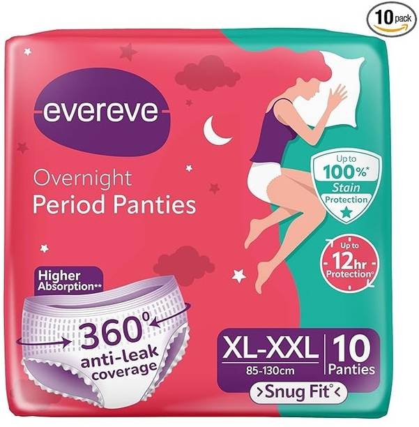 EverEve Period Panty For Girls & Women, (XL-XXL), 10 Pcs, 360 Degree Coverage, 0% Leaks Sanitary Pad