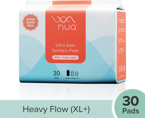 Nua Ultra Safe| 30 Heavy Flow -XL+ | SUPER SAVER PACK | Leakproof & Toxic Free Sanitary Pad