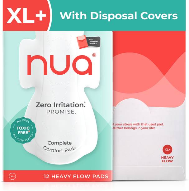 Nua Complete Comfort 12 XL+ With Disposal Covers| Zero Irritation Promise Sanitary Pad
