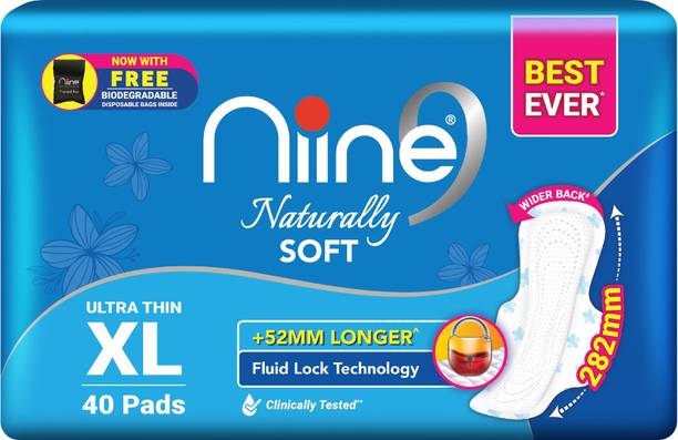 niine Naturally Soft Ultra Thin XL Sanitary Pads (Combo of 1) with Disposal Bag Inside Sanitary Pad