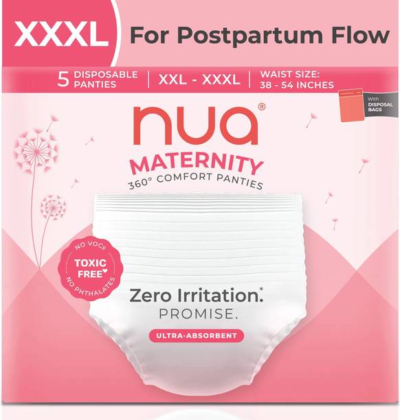 Nua Ultra-Absorbent Maternity Panties XXL-XXXL (38-54 INCHES)|Pack of 5 Sanitary Pad