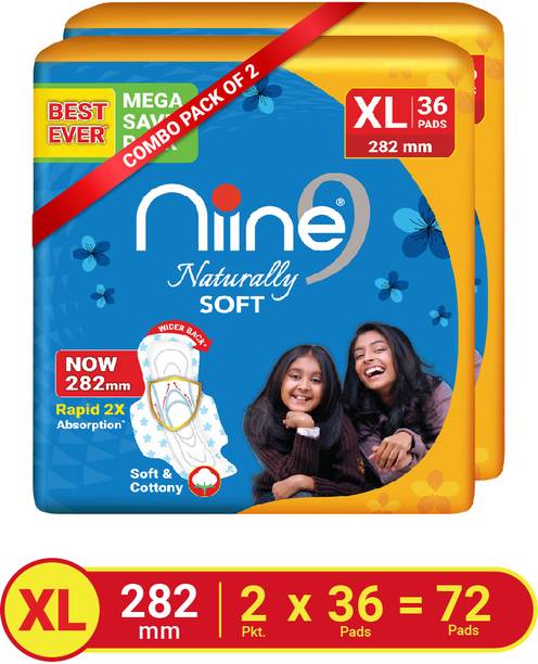 नीन Naturally Soft XL Sanitary Pads With Anti Leak Flow, Extra Soft and Cottony