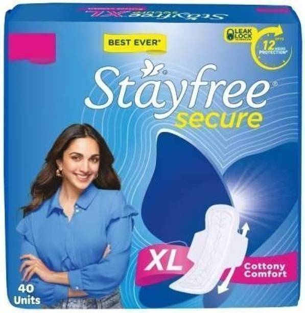 STAYFREE Secure Extra Large Sanitary Pads For Women With Wings (pack of 40 Piece) Sanitary Pad