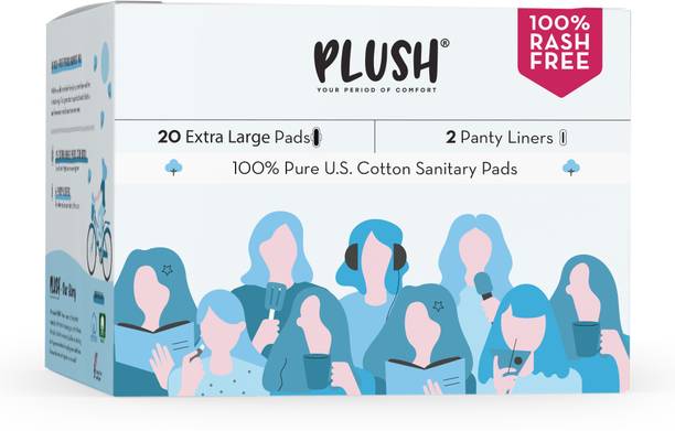 प्लश 100% Pure U.S. Cotton Rash Free XXL (20 XXL pads + 4 Liners)