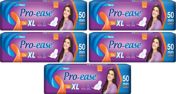 Pro-ease Go XL 50 mm Longer XL - 6+6+6+6+6 Pads Sanitary Pad