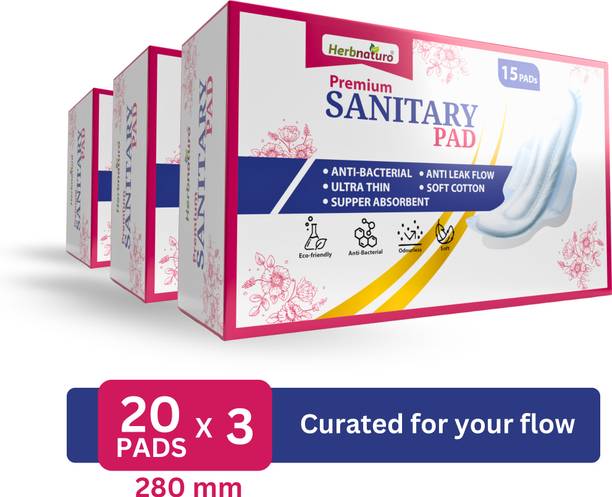 HERBNATURO Organic Cotton Sanitary Pads 280MM Regular for Women Sanitary Pad