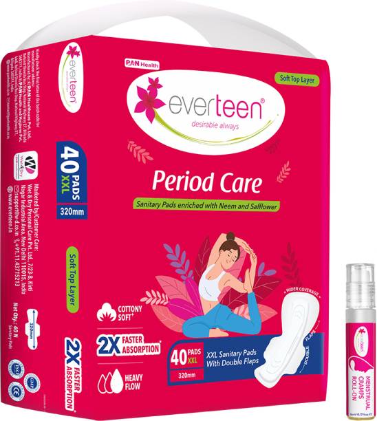 everteen combo 40 XXL Soft Period Care & Menstrual Cramps Roll-On�(5ml) Sanitary Pad