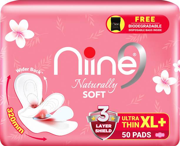 niine Naturally Soft Ultra Thin XL+ Sanitary Napkin With 3 Layer Shield for HEAVY FLOW Sanitary Pad