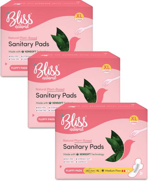 BlissNatural Rash-Free Sanitary Pads For Women | Combo Pack | Size - XL | Pack Of 18 Sanitary Pad