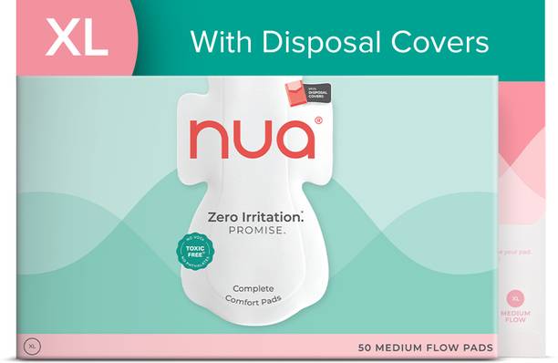 Nua Complete Comfort 50 XL With Disposal Covers| Zero Irritation Promise Sanitary Pad