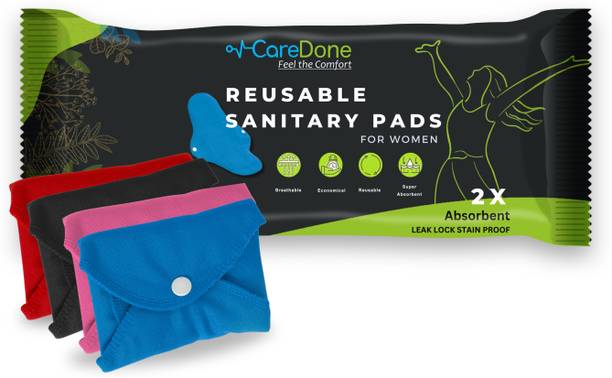 CareDone Reusable Cloth Period Pads for Heavy Flow Leak-proof, Multicolor Cloth Pads Sanitary Pad