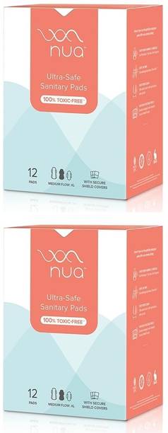 Nua Ultra Thin Rash Free Sanitary Pads - 12 Large Sanitary Pads x Pack of 4 Sanitary Pad