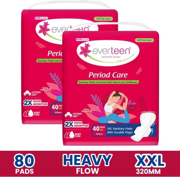 everteen Care XXL Soft with neem Safflower ( 40+40 Pads Each ) Sanitary Pad