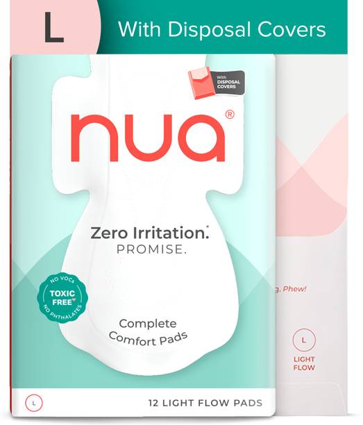 Nua Complete Comfort 12 L With Disposal Covers| Zero Irritation Promise Sanitary Pad