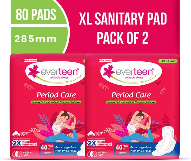 everteen Period Care XL Soft Sanitary Pads with Neem & Safflower For Medium Flow - 2 Pack Sanitary Pad