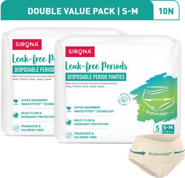SIRONA Disposable Period Panties - S-M (22"-30") | Super Soft & 5X More Absorbent Sanitary Pad
