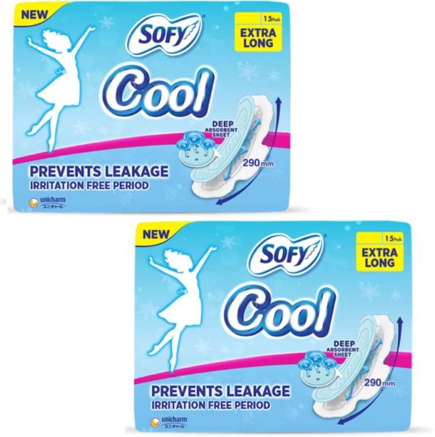 SOFY Cool Extra Long 290 mm Slim 15+15 Pads(Pack Of 2) Sanitary Pad