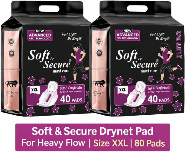 soft & secure Period Care Drynet Pad For Heavy Flow Size XXL Jumbo Pack 80 Pads Sanitary Pad
