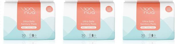 Nua Ultra Safe| Super Saver Pack| Medium Flow - XL,30 Pads x Pack of 3 Sanitary Pad