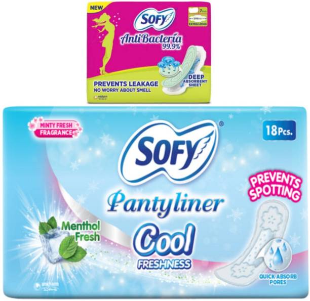 SOFY ANTIBECTERIA XL 7+ 18 N COOL PANTYINER PADS Sanitary Pad