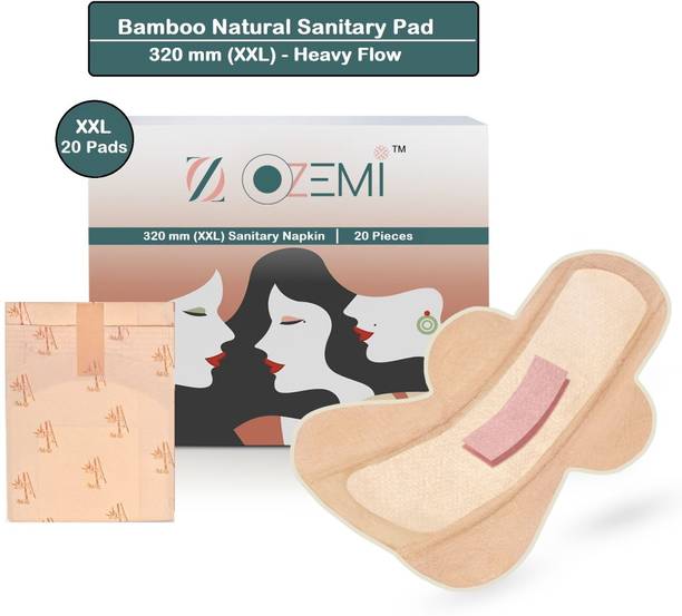 Ozemi Natural Bamboo Biodegradable Sanitary Napkin with 4X Absorption|320mm(XXL) Sanitary Pad