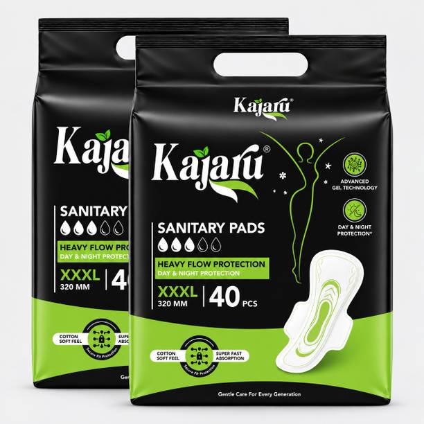 KAJARU Sanitary Napkins for Heavy Flow, Leak-Free, Soft, Ultra Absorbent,320mm XXXL Sanitary Pad