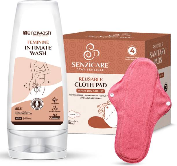 Senzicare Reusable Sanitary Cloth Pad With Feminine intimate wash Sanitary Pad