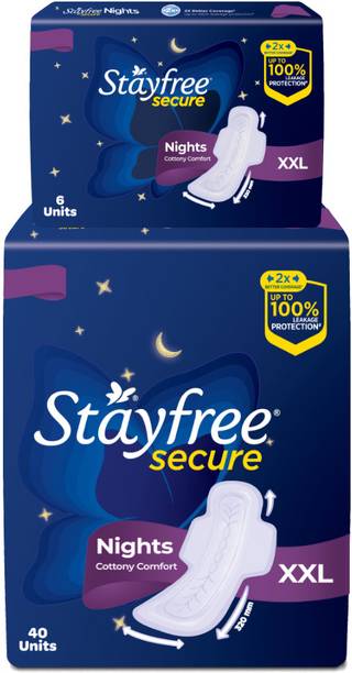 स्टेफ्री Secure Nights|Cottony Comfort|Upto 100% leakage protection|Odour Control