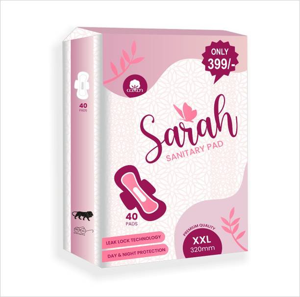 Sarah Sanitary Pads XXL JUMBO 320mm Advance Cotton Gel Technology With Soft Wings, Sanitary Pad