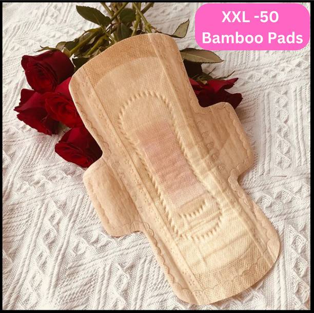 Jiswap Bamboo Fiber 100% Organic,With 3 Seconds Absorption for Heavy Flow (XXL-50Pads) Sanitary Pad