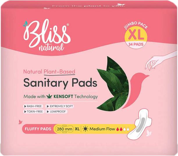 BlissNatural Organic Fluffy Soft XL Size For Normal Flow | Quick Absorption & Rash Free Sanitary Pad