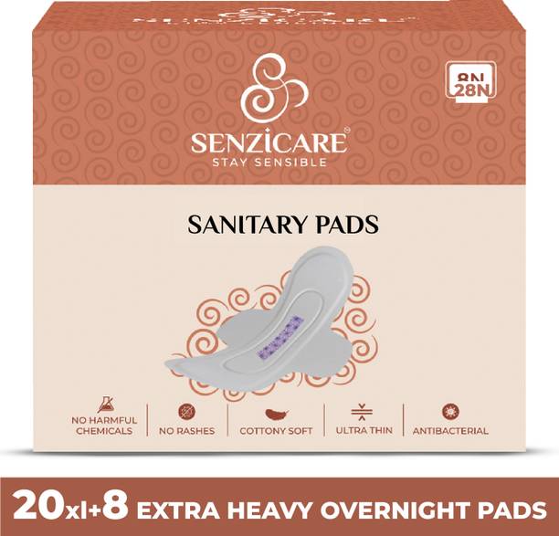 Senzicare Ultra Thin Breathable Sanitary Napkins ( 20XL+8XXL Heavy Flow ) ( Pack Of 28 ) Sanitary Pad