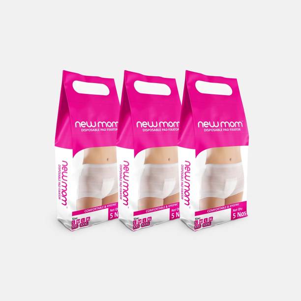 Newmom Disposable Pad Fixator-Value Pack-Pack of 5 X 3-15 Nos (XX-Large(For hip circumference of 113-124 cm)) Pantyliner