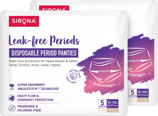 SIRONA Super Absorbent Disposable Period Panty with 360° Protection for 12 Hours (XXL) Sanitary Pad
