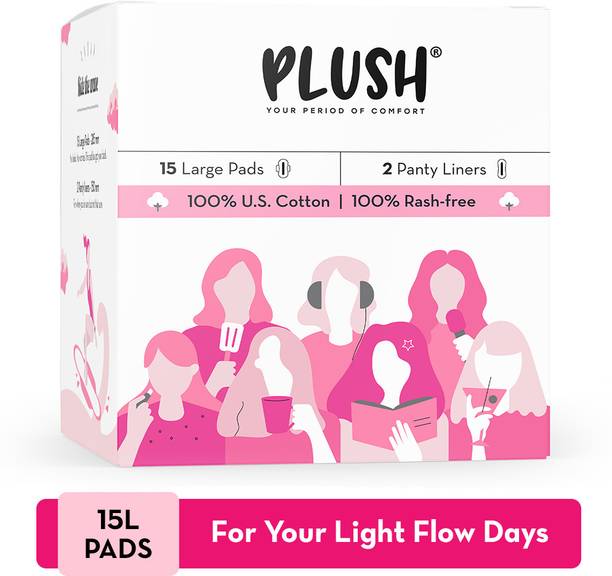 प्लश 100% Pure U.S. Cotton Sanitary Pads| All Large Pads