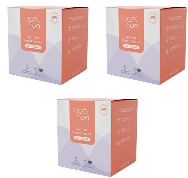 Nua Overnight Period Panties | XL - XXL| 5 Count x Pack of 3 Sanitary Pad