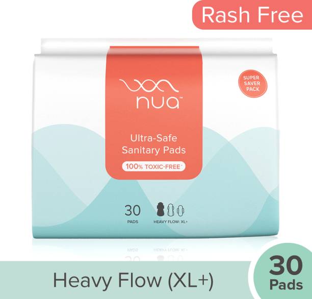 Nua Ultra Safe| 30 Heavy Flow -XL+ | SUPER SAVER PACK | Leakproof & Toxic Free Sanitary Pad
