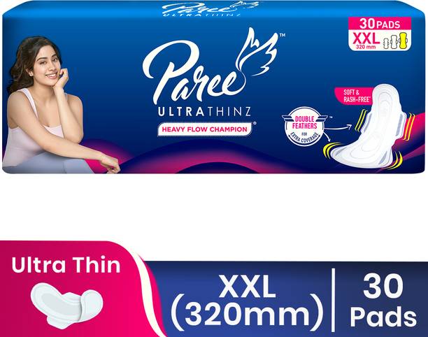 परी Ultra Thinz Soft & Rash Free Double Feathers XXL Pads, With Disposable Covers