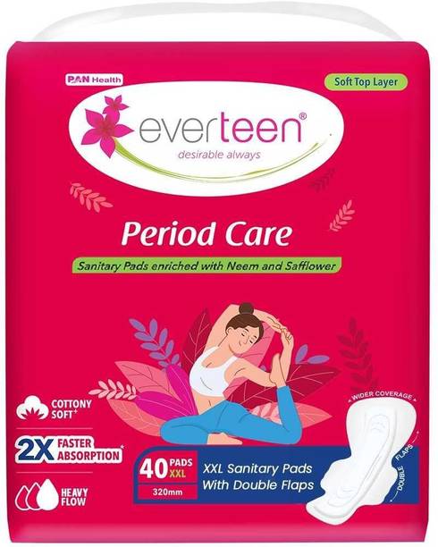 everteen Sanitary Pads with Enriched with Neem and Safflower– 1 Pack XXL-(40 Pads, 320mm) Sanitary Pad