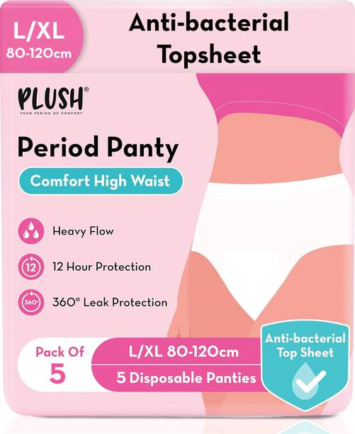 PLUSH Comfort High Waist Disposable Period Panty, Rash Free L/XL Size Sanitary Pad