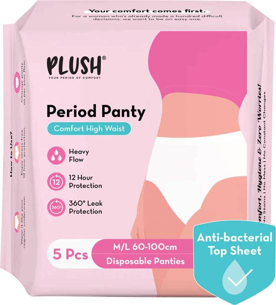 प्लश Comfort High Waist Disposable Period Panty, Rash Free M/L Size