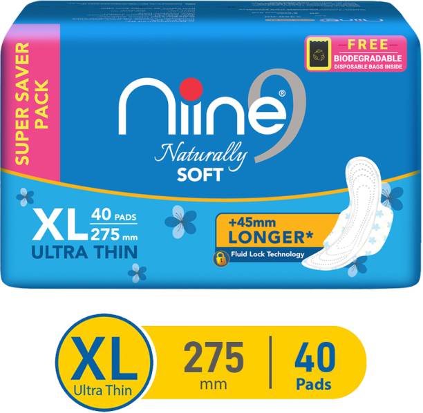 niine Naturally Soft Ultra Thin XL Sanitary Pads (Combo of 1) with Disposal Bag Inside Sanitary Pad