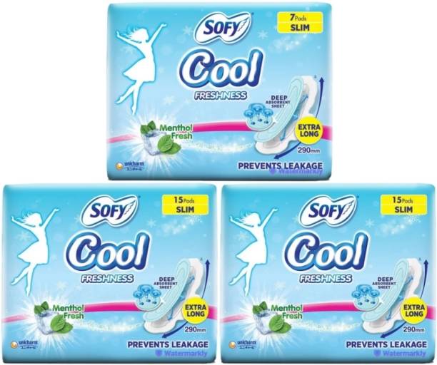 SOFY Cool Extra Long 290 mm Slim 7+7+7 Pads(Pack Of 3) Sanitary Pad