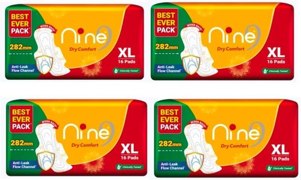 nine Dry Comfort Extra Long XL 16+16+16+16 ( pack of 4 ) Sanitary Pad