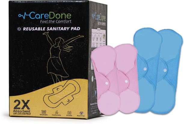 केयरडन Reusable Multicolor Sanitary Pad for women,2 Pads for moderate flow+2 heavy flow