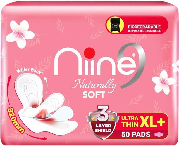 niine Naturally Soft Ultra Thin XL+ Napkin With 3 Layer Shield for HEAVY FLOW Sanitary Pad