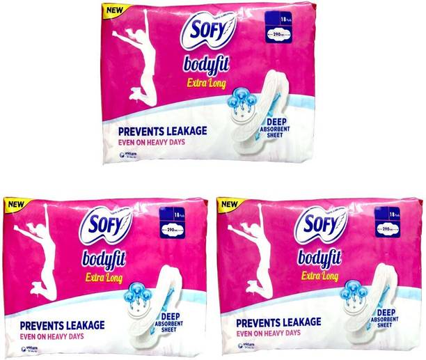 SOFY Bodyfit Extra Long ( 18 pads X 3 Packs) Sanitary Pad