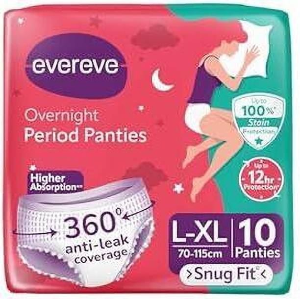 EverEve Overnight Period Panties – L-XL(70–115cm)– 10 Panties – 360° Anti-Leak Coverage. Pantyliner